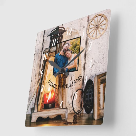 Aangepaste Rustieke Boerderij Lantaarnlamp  Hout Vierkante Klok (Hoek)