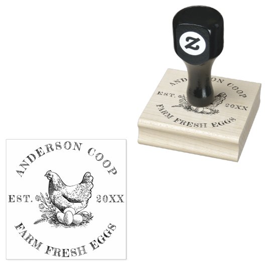 Aangepaste Rustieke Boerderij Verse Eieren Familie Rubberstempel (Gestempeld)