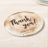 Aangepaste rustieke bruiloft hout grain gunst dank ronde kartonnen onderzetter (Gebogen)