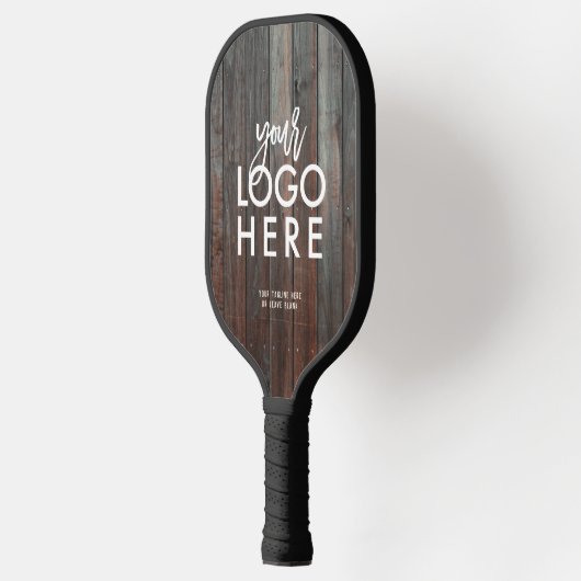 Aangepaste rustieke Business Logo Dark Barn Wood Pickleball Paddle (Links)