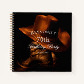 Aangepaste rustieke Cowboy Boots Verjaardag gasten Notitieboek (Voorkant)