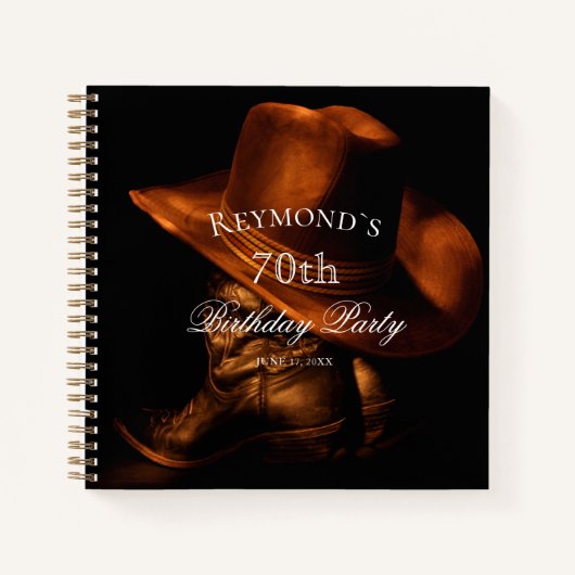 Aangepaste rustieke Cowboy Boots Verjaardag gasten Notitieboek (Voorkant)