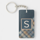 Aangepaste rustieke donker Blauwgroen blauw streep Sleutelhanger (Voorkant)