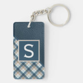 Aangepaste rustieke donkerblauw bruin gestreept pa sleutelhanger (achterkant)