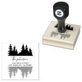 Aangepaste rustieke familienaam bomen retour adres rubberstempel (Gestempeld)