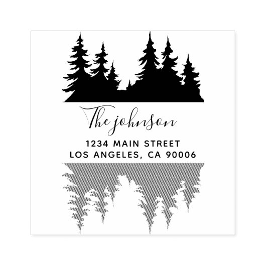 Aangepaste rustieke familienaam bomen retour adres rubberstempel (Afrduk)