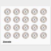 Aangepaste Rustieke Grijze Houten Monogrammering E Ronde Sticker (Vel)