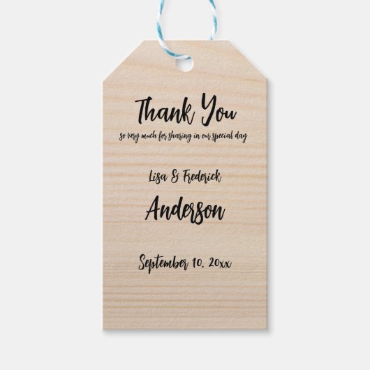Aangepaste Rustieke Houten Dank Je van Koppel   Cadeaulabel (Voorkant)