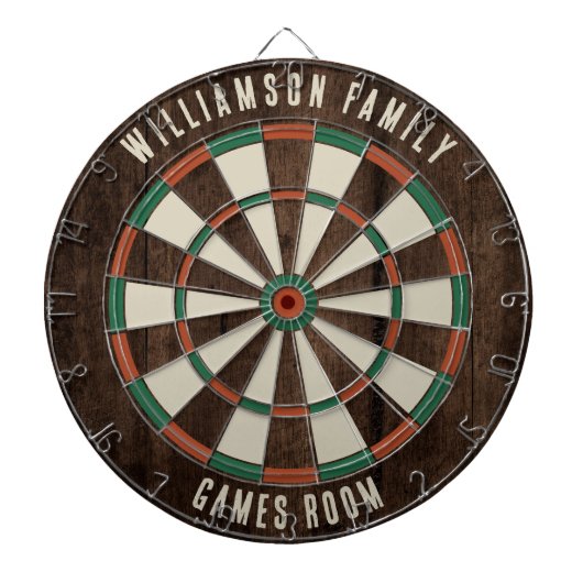 Aangepaste Rustieke Houten Look Familie Spelletjes Dartbord (Voorkant)