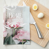 Aangepaste  rustieke houten Roze Blauwe verf Bloem Theedoek (Quarter Fold)