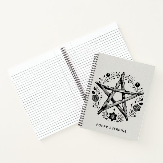 Aangepaste Rustieke Houten Twig Star Pentacle Wicc Notitieboek (Binnen)