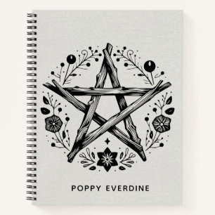 Aangepaste Rustieke Houten Twig Star Pentacle Wicc Notitieboek