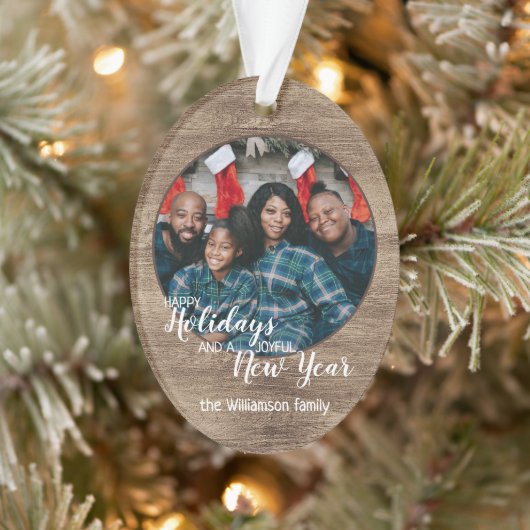 Aangepaste Rustieke Kerstgroet Ontwerp Ornament (Boom)