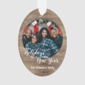 Aangepaste Rustieke Kerstgroet Ontwerp Ornament (voorkant)
