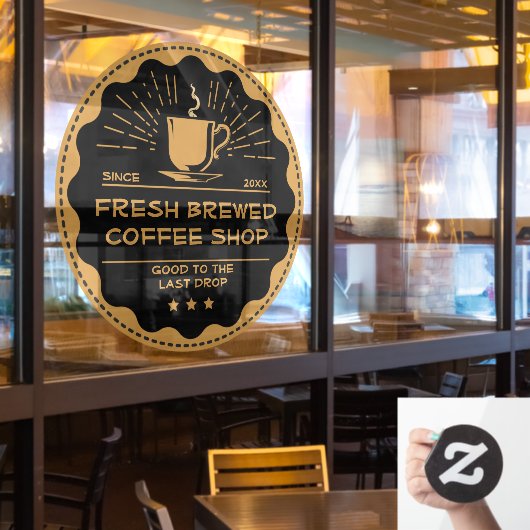 Aangepaste Rustieke Koffiezaak Beker Zakelijke Voo Raamsticker (Restaurant Raam)