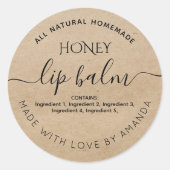 Aangepaste rustieke kraft lipbalemlabels ronde sticker (Voorkant)