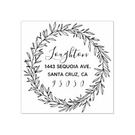 Aangepaste rustieke krans & schattig script retour rubberstempel