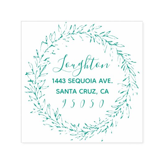 Aangepaste rustieke krans & schattig script retour  zelfinktende stempel (Design)