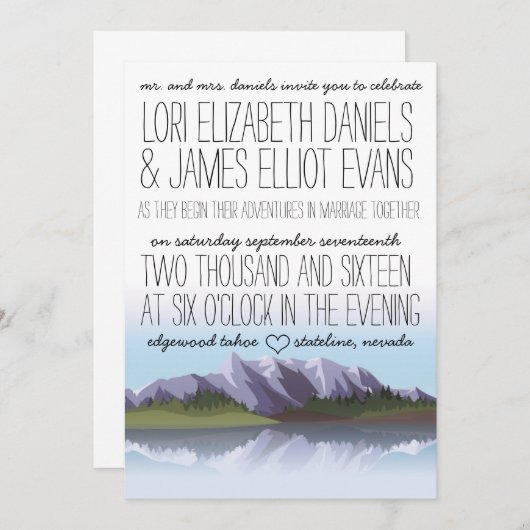 Aangepaste rustieke Lake & Mountain bruiloft uitno Kaart (Voorkant / Achterkant)