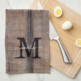 Aangepaste Rustieke Land Monogram Script Naam Theedoek