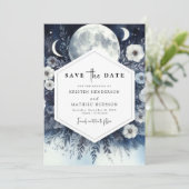 Aangepaste rustieke maanverlichte bruiloft save the date (Staand voorkant)