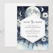 Aangepaste rustieke maanverlichte bruiloft save the date (Voorkant / Achterkant)