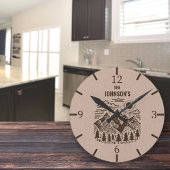 Aangepaste rustieke moderne bergen ronde klok