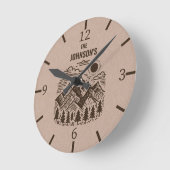 Aangepaste rustieke moderne bergen ronde klok (Hoek)