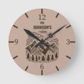 Aangepaste rustieke moderne bergen ronde klok (Voorkant)