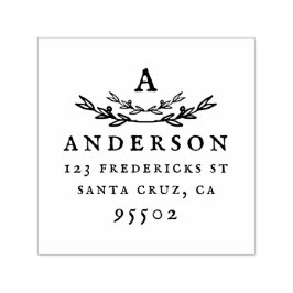 Aangepaste rustieke Monogram Achternaam Retouradre Zelfinktende Stempel