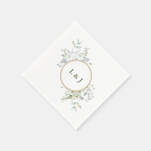 Aangepaste Rustieke Monogram Greenery Initialen br Servet (Hoek)