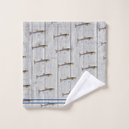 Aangepaste Rustieke Nautische Blauwe Zalm Grijs Ho Bad Handdoek (Wasdoekje)