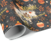 Aangepaste rustieke Ornamenten en gebladerte Kerst Cadeaupapier (Rol Hoek)