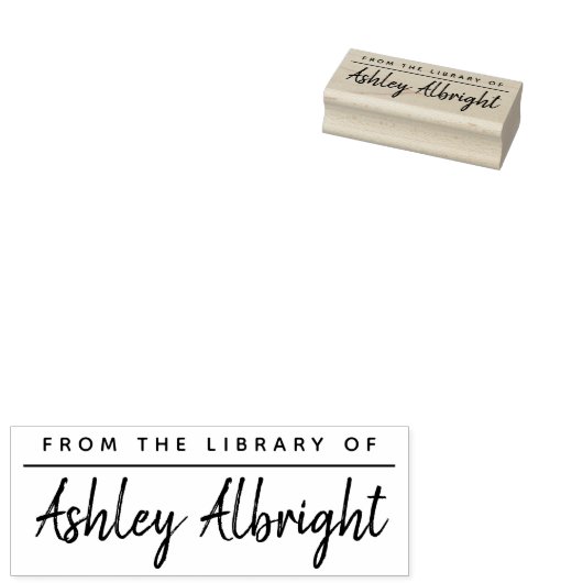 Aangepaste rustieke penseelscript "uit de biblioth rubberstempel (Gestempeld)