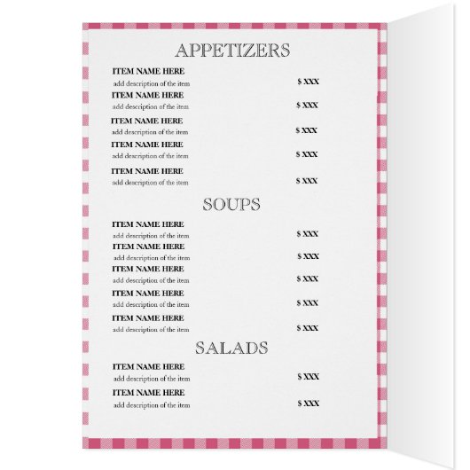 Aangepaste rustieke restaurant menukaart (Binnen (Links))