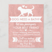 Aangepaste Rustieke Roze Hond Grooming Salon Flyer (Voorkant)