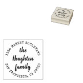 Aangepaste rustieke script familienaam retouradres rubberstempel (Gestempeld)