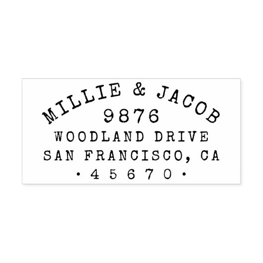 Aangepaste rustieke typografie Namen Retouradres Rubberstempel (Afrduk)