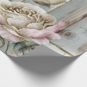 Aangepaste Rustieke Vintage Roos en Houten Planken Cadeaupapier (Hoek)