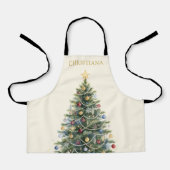 Aangepaste Rustieke Waterverf Kerstboom Schort (Voorkant)