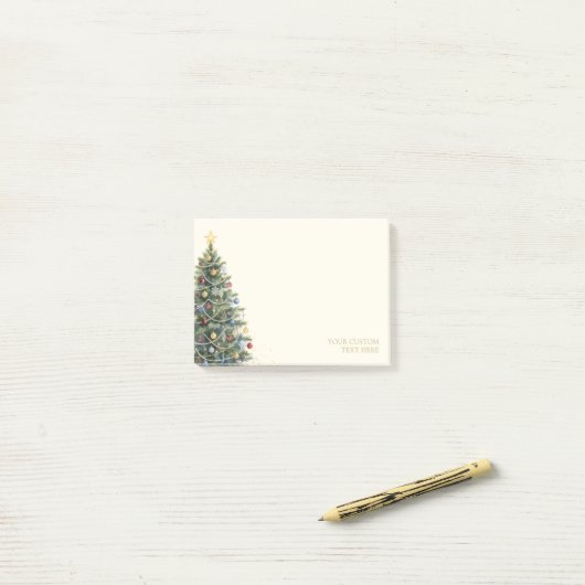 Aangepaste Rustieke Waterverf Kerstboom Vakantieda Post-it® Notes (Op bureau)