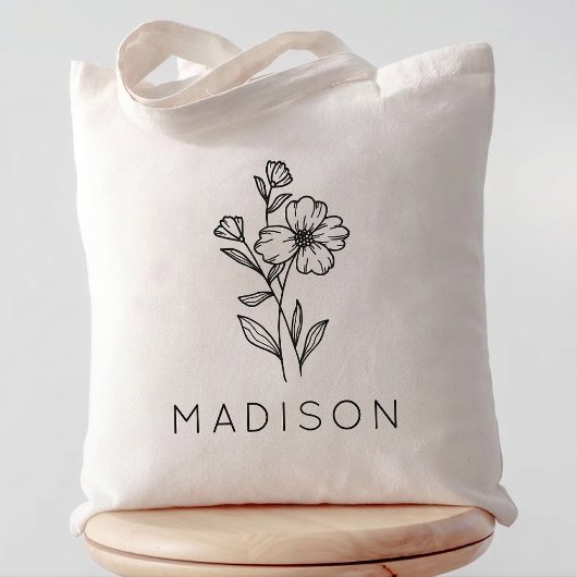 Aangepaste Rustieke Wilde Bloem Bruidsmeisje Naam Tote Bag