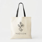 Aangepaste Rustieke Wilde Bloem Bruidsmeisje Naam Tote Bag (Voorkant)