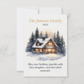 Aangepaste Rustieke Winter Cabin Holiday Kaart (Voorkant)