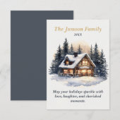 Aangepaste Rustieke Winter Cabin Holiday Kaart (Voorkant / Achterkant)