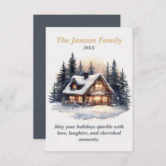 Aangepaste Rustieke Winter Cabin Holiday Kaart (Voorkant / Achterkant)