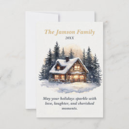 Aangepaste Rustieke Winter Cabin Holiday Kaart
