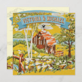 Aangepaste Rustieke Woodland Schuur Huwelijksuitno Kaart (Voorkant / Achterkant)