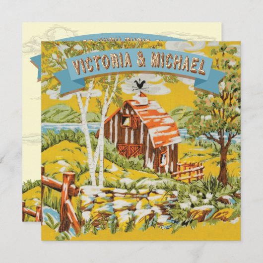 Aangepaste Rustieke Woodland Schuur Huwelijksuitno Kaart (Voorkant / Achterkant)