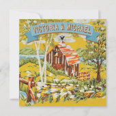 Aangepaste Rustieke Woodland Schuur Huwelijksuitno Kaart (Voorkant)